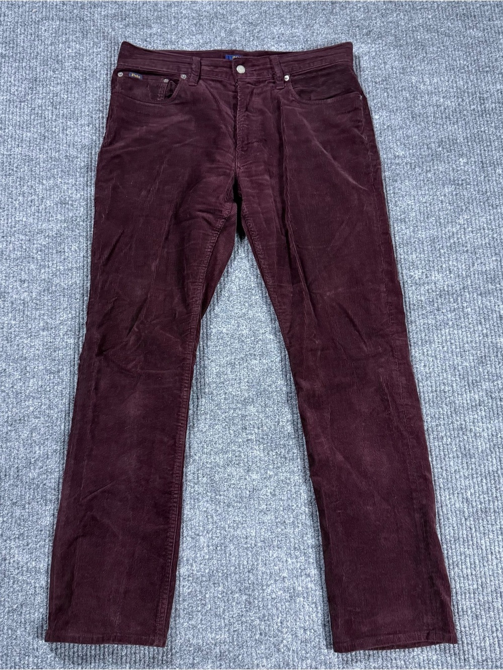 Polo Ralph Lauren Pants Mens 33x32 Burgundy Varick Slim Straight Corduroy Preppy